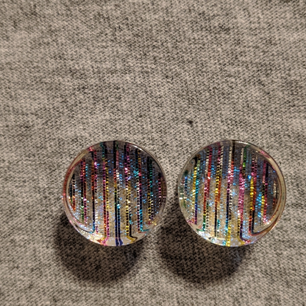 5/8 Inch Acrylic Metallic Stripe Plugs